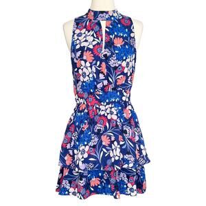 NWT Parker floral tiered mini dress keyhole Fit & Flare women's small preppy